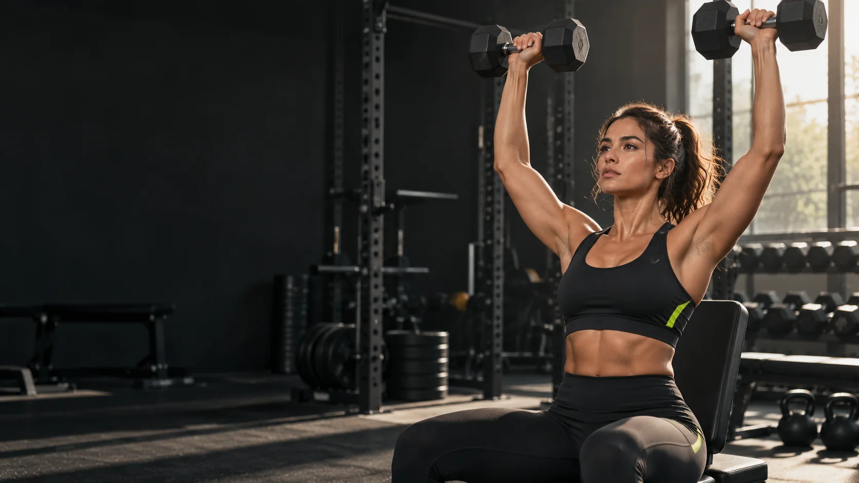 Athlete following a strength workout in a modern gym